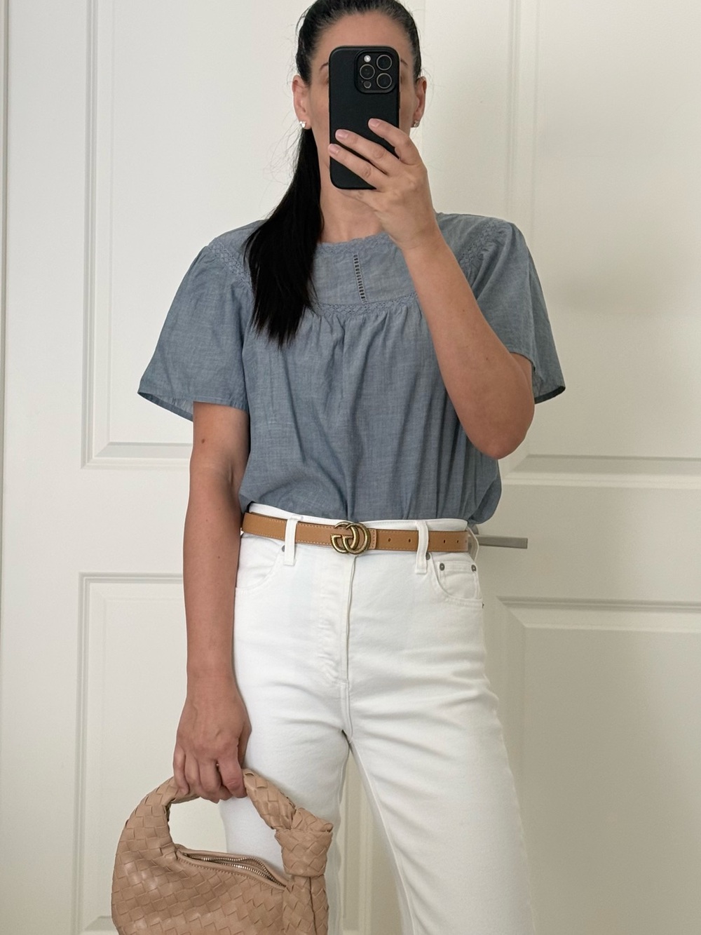 GAP Chambray Short Sleeve Top XS